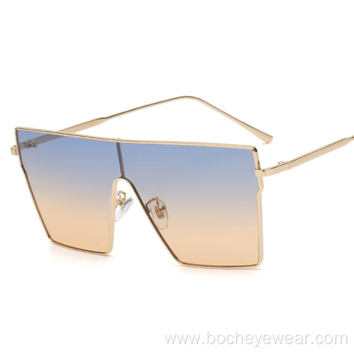 European and American fashion large frame square Sunglasses Women's fashion conjoined metal sunglasses men's sunglasses s21021